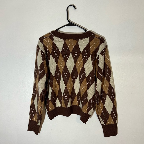 Cute and Cozy Argyle Sweater - Brown Neutrals Size Large - Picture 3 of 4